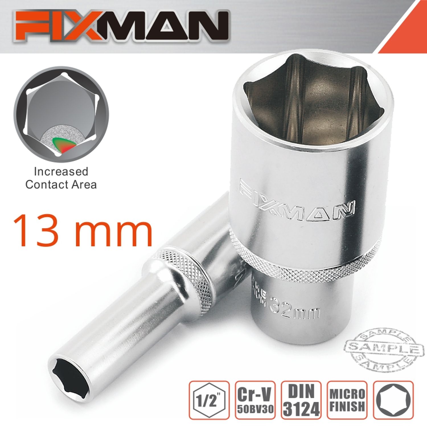 FIXMAN 1/2' Dr Deep Socket 13mm